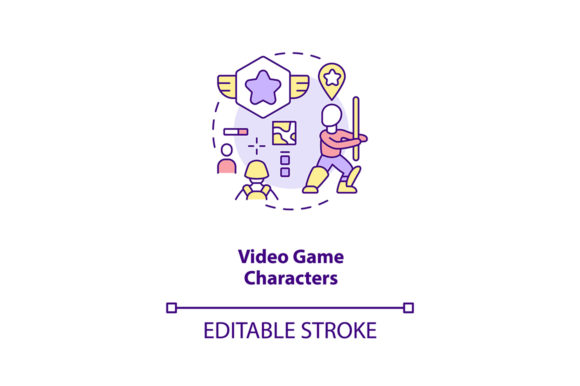 Video Game Characters Concept Icon: Graphics & Icons for Modern Branding